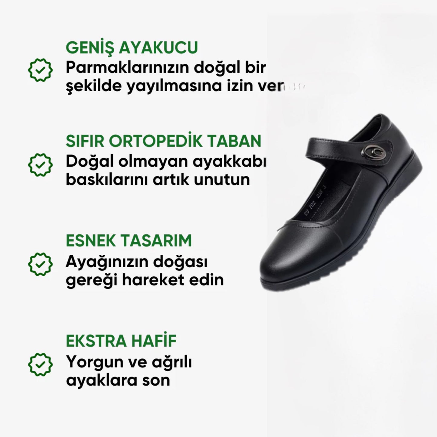 ValenciFit Ortopedik Dolgu Topuklu Deri Kadın Ayakkabısı (VL-K114)