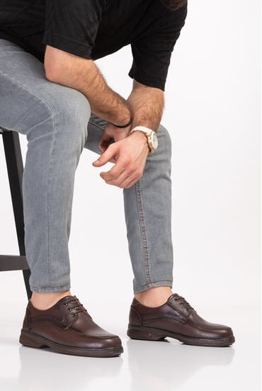 Valencifit Class Bağcıklı Ortopedik Deri Erkek Ayakkabı (Dia-102)